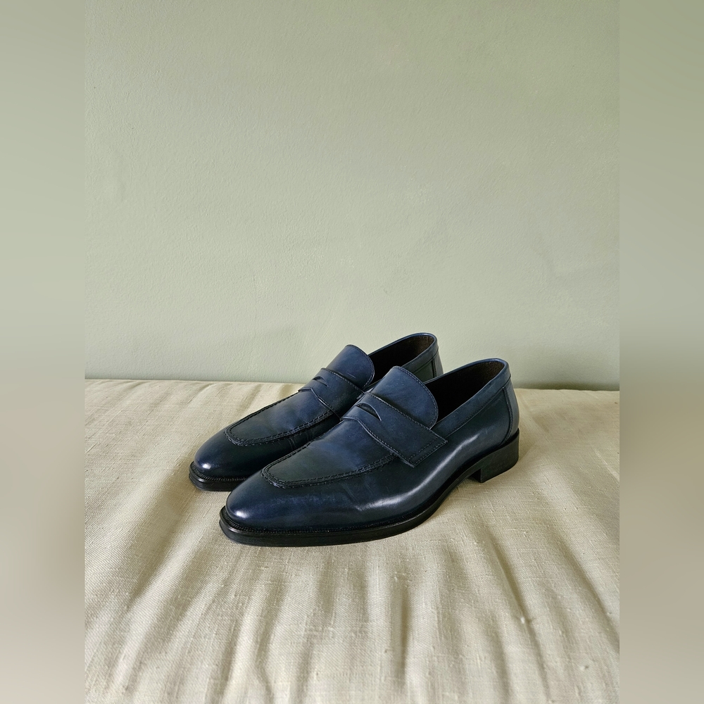 Bruno Magli Navy Penny Loafers